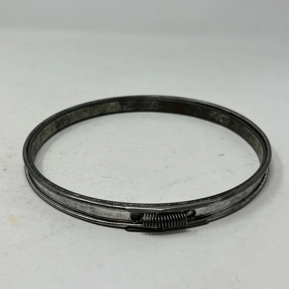 Vintage Metal Embroidery Hoops Set Round and Oval Silver Tone Tension Spring